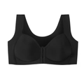 Black front-closure wireless bra with wide shoulder straps and smooth seamless fabric - 36/80C / Black