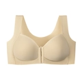 Front closure wire-free push up bra in beige with wide straps and seamless finish - 36/80C / Nude