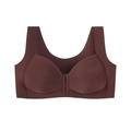 Deep brown wireless front-closure bra with smooth seamless cups and wide straps - 36/80C / Red Brown