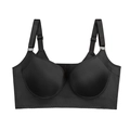 Seamless full coverage black bra with wide adjustable straps and supportive underband - 34/75C / Black