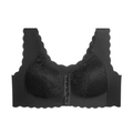 Sujetador de encaje negro talla grande con cierre frontal y soporte push-up sin aros - M / Negro