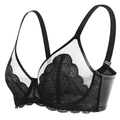 Franse stijl sexy zwarte kanten bh met transparant mesh en geborduurde details - 36/80C / Zwart