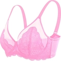 Franse sexy kanten bh in felroze met transparant gaas en schulprand details - 36/80C / Roze