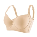 Plus size push-up bra in beige featuring seamless smooth cups and wide side wings - 36/80C / Nude