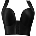Sujetador negro sin costuras talla grande con escote en V y cierre delantero - 34/75CDE / Negro
