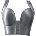Sujetador gris sin costuras de talla grande con cierre frontal y tirantes anchos - 34/75CDE / Gris Plata