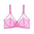 Atmungsaktiver rosa Spitzen-BH mit gewellter Borte und verstellbaren breiten Trägern - Rosa / 36/80C