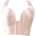 Sujetador rosa de talla grande sin aros con cierre frontal y suave tejido satinado sedoso - 34/75CDE / Rosa Viejo