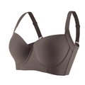 Plus size full cup push up bra in dark brown smooth fabric with wide side wings - 36/80C / Dark Gray