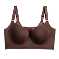 Deep brown plus size push-up bra featuring seamless cups and wide side support bands - Red Brown / 50/115B