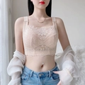 Nude pink full coverage lace bralette with wide straps and floral embroidery - 34/75 / Pink Nude