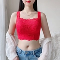 Slim fit red floral lace tube top with wide straps and elegant scalloped edges - 34/75 / Red