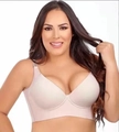 Seamless light pink push-up bra for women featuring supportive wide side wings - 44/100 / Tops / Beige E