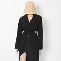 Chic black suit with waist cut-outs and asymmetrical skirt for a modern slim fit - S / Black
