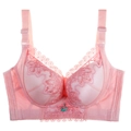Pink wireless lace bra with floral embroidery and wide straps for firm support - 34/75A Padding / Tops / Shrimp Pink