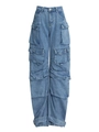 Jeans cargo a vita alta con gamba larga in blu chiaro con grandi tasche a patta 3D - S / Azzurro