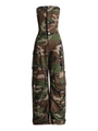 Modieuze camouflage cargo jumpsuit voor dames met strapless top en veel zakken - S / Camouflage