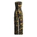 Dames strapless cargo jumpsuit in jungle camouflage print met grote zijzakken - XL / Groene Camouflage