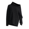 Dettaglio del maglione in maglia nera a spalla scoperta con trama a coste verticali - Taglia unica / Nero