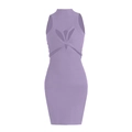 Schmal geschnittenes helllilanes ärmelloses Strickkleid mit hohl geschnittenem Knoten - M / Lila