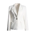 Elegant white slim fit blazer for women with single button closure and formal notched lapel - S / White