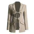 Chic beige blazer featuring front cut-outs and stylish bow tie closures in a tailored fit - XL / Apricot