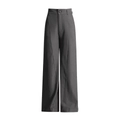 Close-up of high-waist charcoal grey wide-leg trousers with premium fabric texture - S / Black