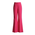 Détail du pantalon évasé taille haute rose fuchsia avec plis marqués sur le devant - S / Pantalon / Rose Rouge