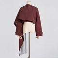Bordeauxrode asymmetrische blazer met krijtstreep voering en gedeconstrueerd ontwerp - L / Angola Rood