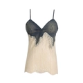 Lace camisole top met donker denim lijfje en bloemen kantzoom in een stijlvolle set - S / Blauwe Cami
