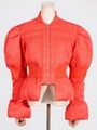 Chaqueta acolchada corta roja con mangas abullonadas voluminosas y cintura estrecha mujer - S / Rojo