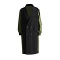 British style color-block trench coat in black and olive green with utility sleeve pocket - One Size / Green