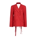Rode blazer met dubbele rij knoppen voor dames en modieuze franjes aan de zoom - M / Rood