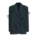 Dunkelgrauer Damenblazer mit eleganten Schleifendetails und strukturierter Passform - S / Dunkelgrün
