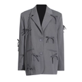 Grauer Blazer mit Schleifendetails an Ärmeln und Vorderseite für Damenmode - XL / Grau
