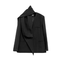 Moderner schwarzer Blazer mit asymmetrischem Schalkragen und einem einzelnen Knopfverschluss - XL / Schwarz