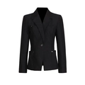 Chaqueta americana negra clásica con solapas y detalles de remaches plateados en botón - S / Negro