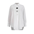 Chemisier blanc avec fleurs 3D et ornements en strass brillants pour un style sophistiqué - M / Blanc