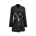 Schwarzes tailliertes Blazerkleid mit Strass-Schleife und seitlichen Ausschnitten - S / Schwarz