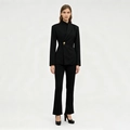 Traje negro de mujer con chaqueta asimétrica y detalle de botón dorado elegante - S / Negro