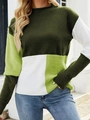Maglione in maglia a girocollo con design geometrico a blocchi di colore verde e bianco - S / Colori Misti