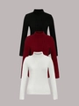 Set van drie coltruien voor dames in geribbelde gebreide stof, zwart, rood en wit - S / Zwart En Rood En Wit