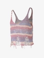 Detail eines gestrickten Strand-Tops mit lila Streifen und Textur im Distressed-Look - S / Abendrot