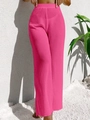 Dettaglio trama in maglia dei pantaloni rosa acceso a vita alta e gamba larga da spiaggia - XL / Rosa Rosso