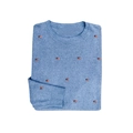 Light blue crewneck sweater with American flag embroidery on soft knitted fabric - S / Blue