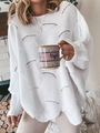 Maglione in maglia traforata da donna bianco con motivi ondulati e vestibilità morbida - S / Bianco