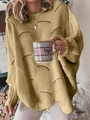 Dettaglio della trama a maglia traforata gialla con motivi all'uncinetto sul maglione - S / Cachi