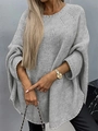 Dettaglio maglione oversize grigio in maglia grossa con maniche a pipistrello - S / Grigio
