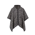 Mantella con cappuccio classica a motivo zebrato bianco e nero con orlo asimmetrico - Stile con Cappuccio / Versione Estesa / Motivo con Cappuccio Nero