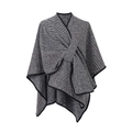 Damen Strickschal mit schwarz-weißen Streifen und Schnalle für Herbst und Winter - Einheitsgröße / Schwarz Gestreift (Schwarze Bindung)